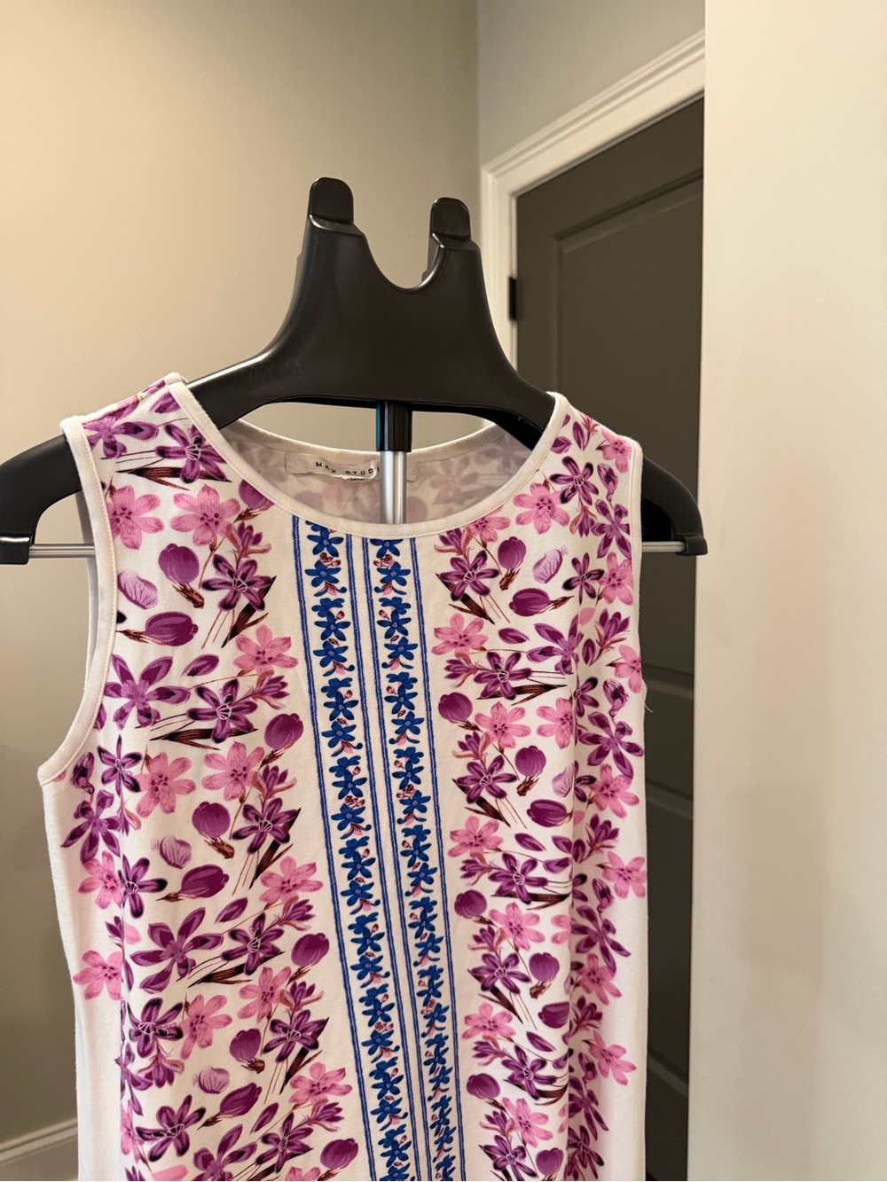 Max Studio White Pink Purple Floral Shift Dress XS - Picture 13 of 16